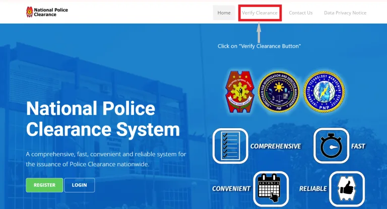 Police officer verifying a clearance certificate