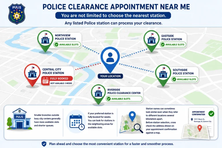 Police Clearance Appointment: Online Book Booking 2026 6 Infographic of a police station near me